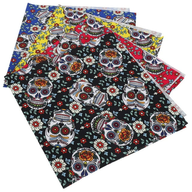YLSHRF Soft And Comfortable Skull Pattern Cotton Fabric, DIY Cotton Fabric, 50x50cm Excellent Craftsmanship 4Pcs Cotton Fabric Home For DIY Craft Sewing Quilts Gifts