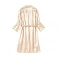 thumbnail image 2 of Swuxness Women Long Sleeve Casual Robes, Women's Long Robes, Women's Satin Soft Breathable Comfortable Casual Long Sleeve Sleepwear Robe Beige, L, 2 of 3