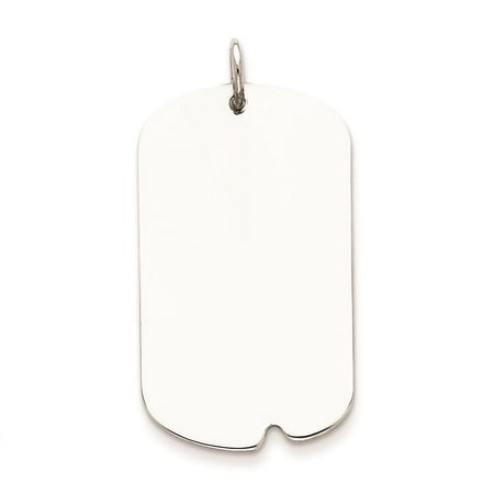 925 Silver Polished .018 Gauge Engravable Dog Tag Charm Pendant 37mm x 21mm