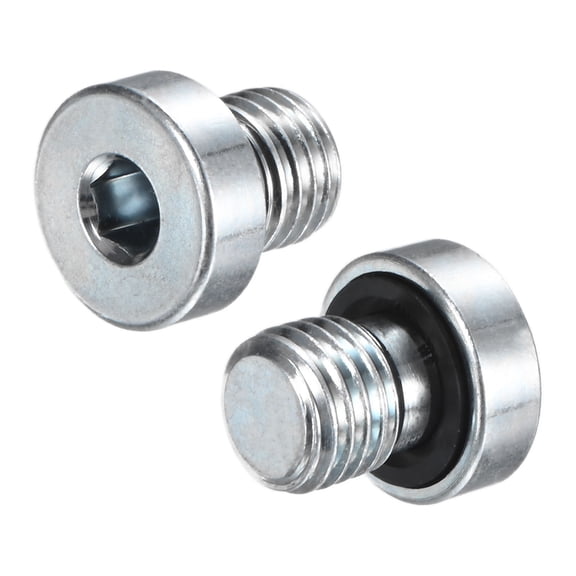 Uxcell 2-Pack M8x1mm Inner Hex Head Pipe Fitting Plug, Stainless Steel Sensor Socket Plug with Seal O-Ring Sealing Screw