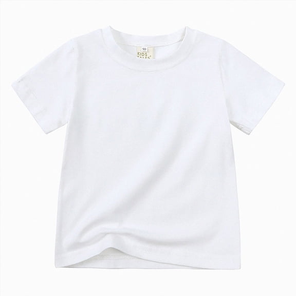 dmqupv Summer Clothes Children's T Shirt Solid Color Short Sleeved Bottoming Shirt Boys and Girls Outside Cotton T Shirt White,7-8 Years