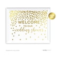 thumbnail image 1 of Metallic Gold Confetti Polka Dots 8.5x11-inch Party Sign, Welcome to our Wedding Shower, Unframed, 1 of 1