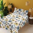 thumbnail image 2 of Garden Scene Sheet Set, Watercolor Drawn Simple Boho Flowers on Neutral Tone Boho Art, Fitted & Flat Sheet with Pillowcase Bedding Accent 3 Pcs Set, Twin, Dark Turquoise and Mustard, by Ambesonne, 2 of 5