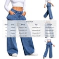 thumbnail image 3 of Women's High Waist Jeans Seam Detail Loose Wide Leg Denim Pants with Ruffled Pockets Vintage Washed Y2K Casual Streetwear Jean Trousers Blue, 3 of 7