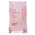 thumbnail image 1 of Cobija Manta Frazada Juana Gallo Ajolote con Fondo de Mar Rosa Ultra Suave, 1 of 5