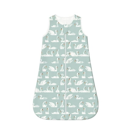 

Fotbe White Swan Pattern Sleep Sack - Baby Wearable Blanket with Zipper Extra Soft Cotton Sleeveless Sleeping Bag for Infants-Medium