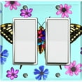thumbnail image 1 of Metal Light Switch Plate Cover Unique Pink Purple Floral Butterfly Teal BUT005, 1 of 13
