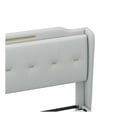 thumbnail image 6 of Christopher Knight Home Salas Queen Upholstered Bedframe in Grey PU Leather with Gold Accents, 6 of 8