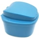 thumbnail image 2 of Caja para dentaduras postizas, caja para prótesis, caja para baño para dentaduras postizas, caja de almacenamiento para dentadura postiza con contenedor de red colgante, color azul claro, 2 of 5