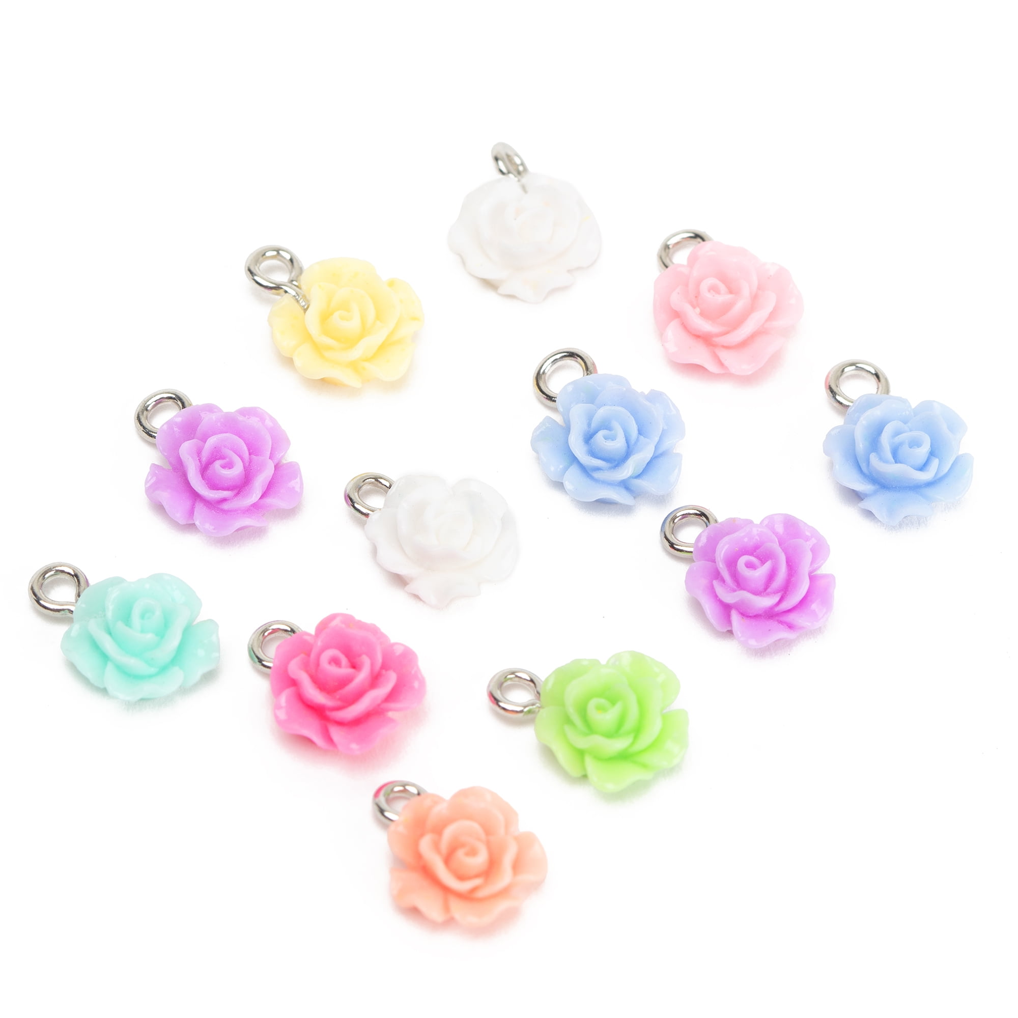 Cousin DIY 12 Piece Acrylic Rosette Charms, Silver Jump Rings, Adult, Model 69995723