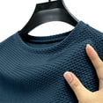 thumbnail image 4 of Breeze Shirts for Men, Mens T Shirt Casual Crewneck Stretch Short Sleeve Knit Tees Solid Color Ice Silk Navy L, 4 of 5
