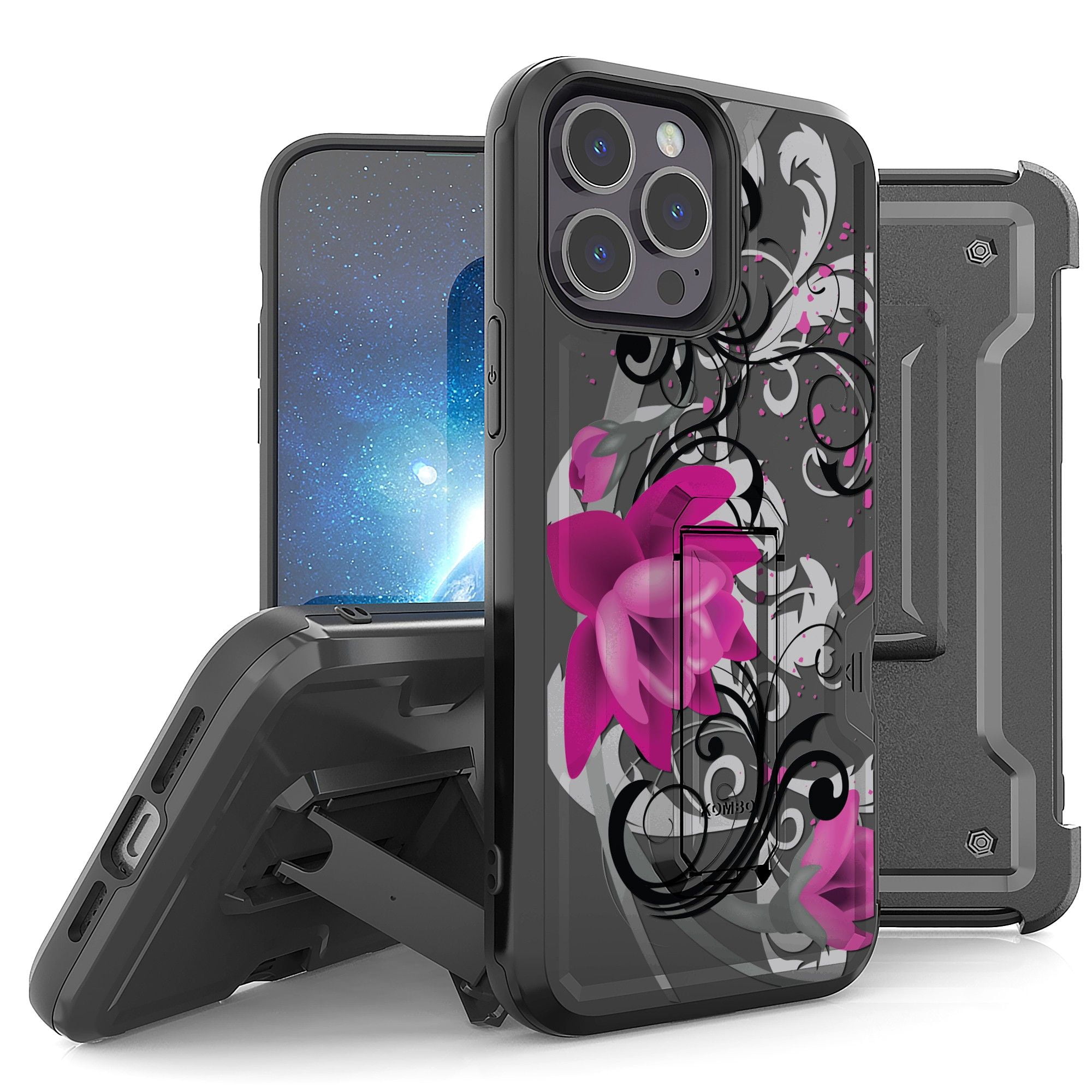 Apple iPhone 14 Pro Max Shell Holster Combo Case Dots / Black