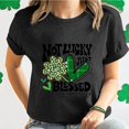 thumbnail image 1 of Qiopertar Haut à Manches Courtes Col Rond Imprimé Graphique pour la Saint-Patrick pour Femmes Grandes Économies de Vacances! Offres de la Semaine Liquidation, 1 of 7