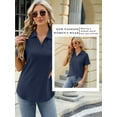 thumbnail image 6 of SLADYGLO Women V Neck Chest Pocket Short Sleeve Curved Hem Cutout Textured Top, 6 of 7