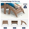 thumbnail image 3 of KINGYES Folding Adirondack Ottoman Set of 2, HDPE Outdoor Foot Rest, Plastic Adirondack Footstool for Adirondack Chairs, Brown, 3 of 8