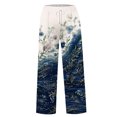 thumbnail image 7 of Women's Casual Wide Leg Sweatpants, Loose Floral Print Sports Pants, Fashion Lounge Pants for Women, Perfect for Home and Outdoor Activities,Dark Blue,XL, 7 of 7