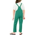 thumbnail image 4 of LIIPEE Girls Boys Onesie Solid Color Overalls Sleeveless Suspenders Pants Adjustable Strap Jumpsuits With Pockets Toddler Leisure Vacation One-Pieces,Green,4-5 Years, 4 of 5