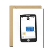 Funny Father's Day Card for Dad - "Happy Father's Day Text Message" - Smartphone Emoji Design, Blank Inside with Envelope - Perfect Funny Card for Tech-Savvy or Classic Dad Humor