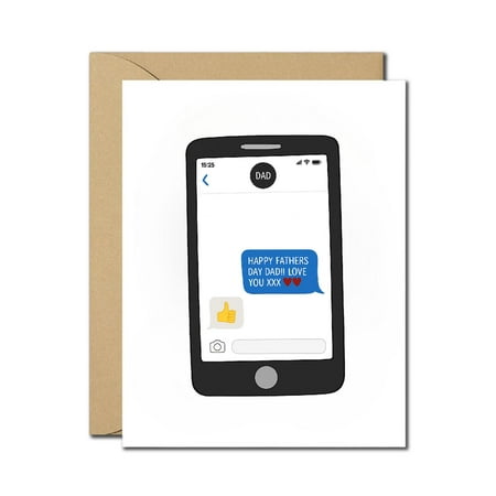 Funny Father's Day Card for Dad - "Happy Father's Day Text Message" - Smartphone Emoji Design, Blank Inside with Envelope - Perfect Funny Card for Tech-Savvy or Classic Dad Humor