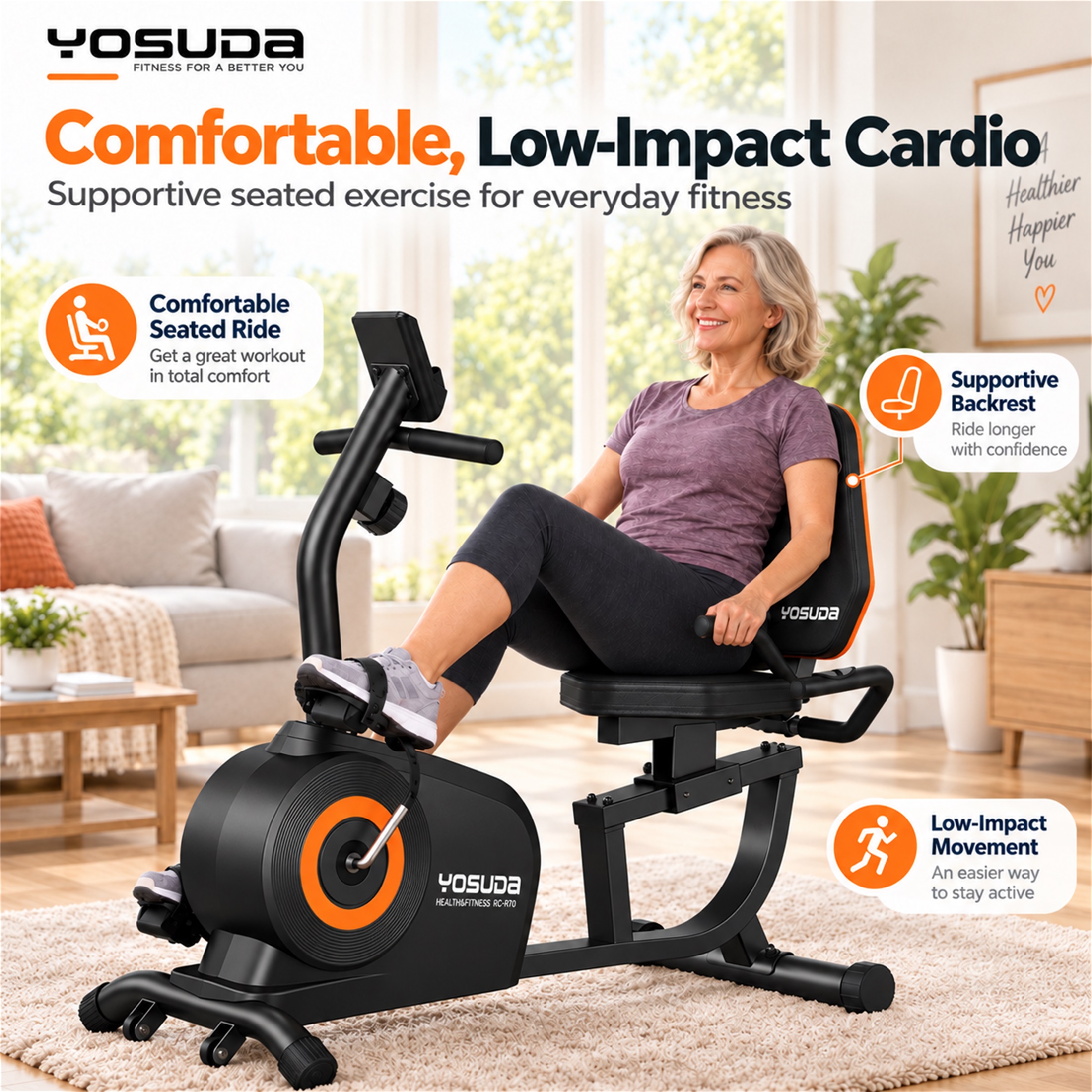 Yosuda Recumbent Exercise Bike 350lbs Capacity photo 2
