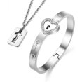 thumbnail image 1 of Pulsera con candado y collar con llave: joyas de acero de titanio para parejas, regalo romántico para el día de San Valentín, cumpleaños, Navidad, boda, aniversario, 1 of 5