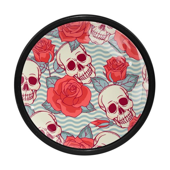 4 Pcs Skull Knobs for Kitchen Cabinet Cupboard Dresser Bookcase Drawer Pulls Handles Round Home Decor