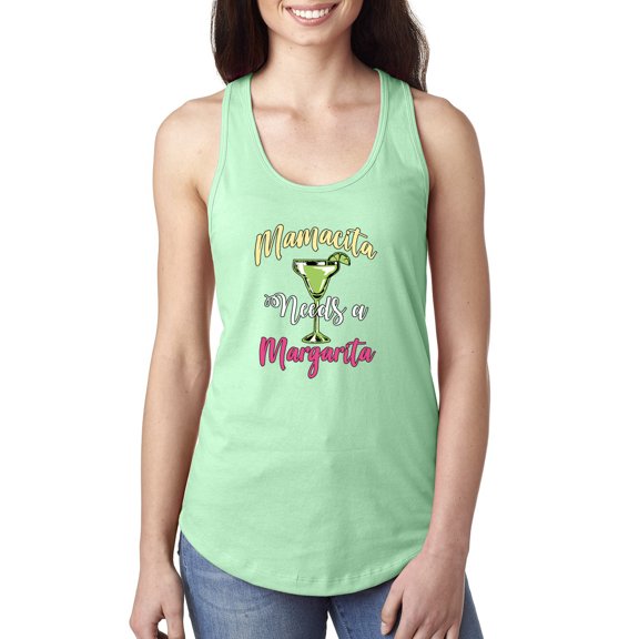 Wild Bobby, Mamacita Needs a Margarita Mother's Day Ladies Racerback Tank Top, Mint, Medium