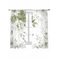 thumbnail image 2 of Sheer Curtains 72 Inches Long, Sage Green Flower Light Filtering Window Curtains for Living Room/Bedroom, Watercolor Gradient Retro Floral Rod Pocket Voile Sheer Curtain Drapes, 52"W x 72"L, 2 Panels, 2 of 8