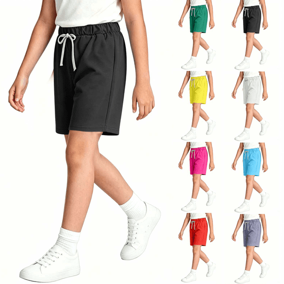 Kids Athletic Shorts Boys Girls Drawstring Elastic Waist Breathable Comfy Summer Gym Workout Shorts,Sizes 2-18