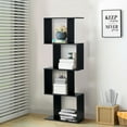thumbnail image 4 of Gymax 4-tier S-Shaped Bookcase Free Standing Storage Rack Wooden Display Decor Black, 4 of 10