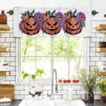 thumbnail image 3 of Halloween Valances for Windows Funny Pumpkin Flowers Rod Pocket Curtain Valance Window Treatment Short Curtains for Kitchen Living Room, 60"x18", 3 of 5