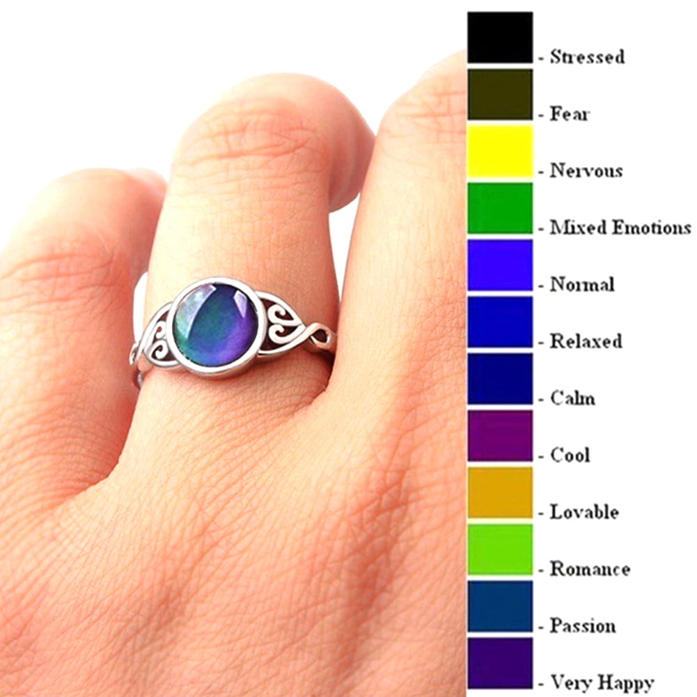 Inzichtelijk Glans vervolgens Anvazise Women Round Faux Gem Inlaid Hollow Temperature Change Color Mood  Ring Jewelry Platinum US 6 - Walmart.com