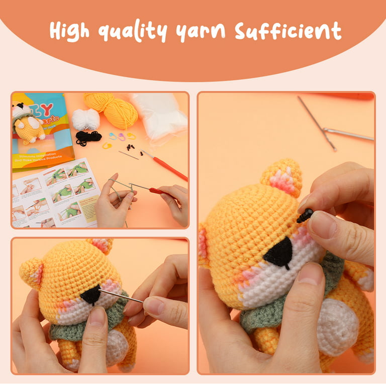 DIY Crochet Animal Kit with Yarn Stuffing Keychain DIY Crochet Craft Kit  for Beginners Complete Crochet Starter Knitting Pack