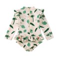 thumbnail image 2 of MIASHUI Girls One Piece Swimsuit Long Sleeve Rash Guard Bathing Suits with Hat,Khaki,7-8 Years, 2 of 9
