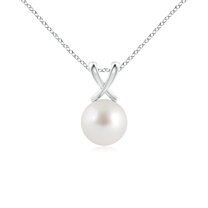 ANGARA Classic South Sea Cultured Pearl Cross V-Bale Pendant in Platinum for Women | June Birthstone, Birthday, Anniversary, Jewelry Gift for Women | Pearl Necklace