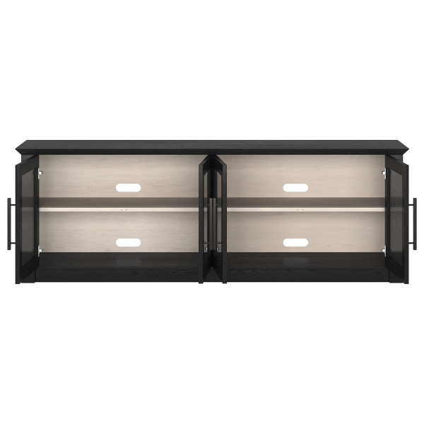Thornwell Rectangular TV Stand for TV's up to 78" with Glass Doors in Black Grain/Alder White