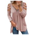 thumbnail image 1 of Ketyyh-chn99 Chandails pour Femmes Mode Blouse Ample T-Shirt à Manches Longues Col Ras du Cou pour Femmes Rose,P, 1 of 4
