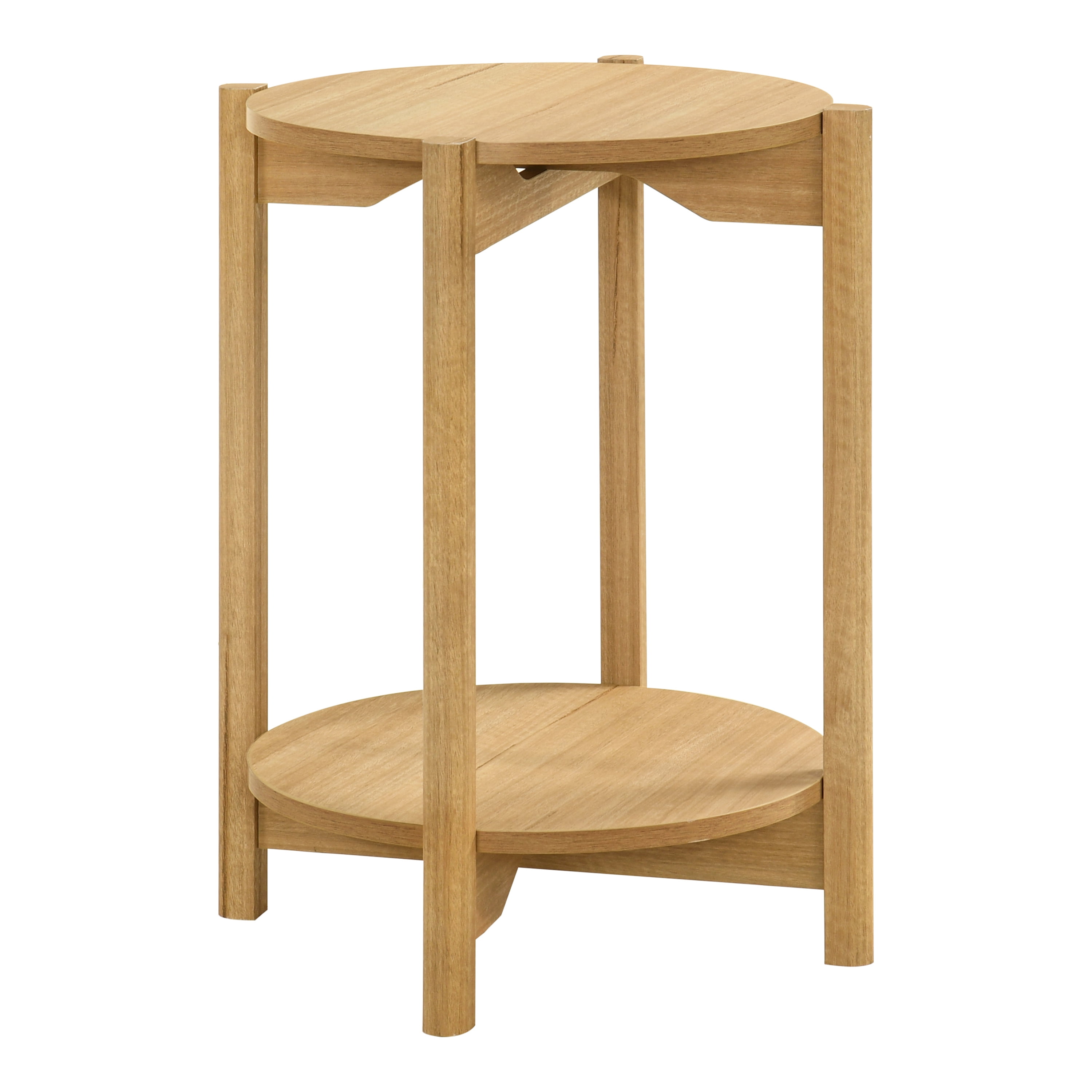Furniture of America Afra Modern Wood Round End Table with Open Bottom Shelf, Natural