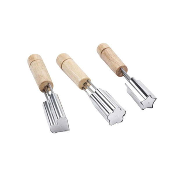 3 moldes de acero inoxidable para repostería doméstica con forma de flor, para verduras, frutas y pasteles, galletas y bizcochos (flor, estrella, corazón, caqui y plateado).