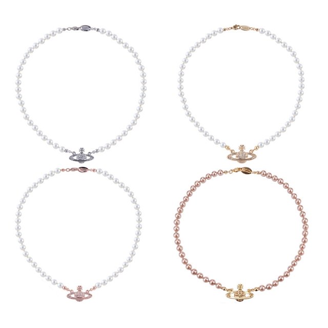 Serie Saturno Collar de perlas Saturno Cadena de clavícula Cadena de cuello punk atmosférica