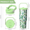 thumbnail image 4 of 30 Oz Tumbler Green Watercolor Cactus Tumbler with Lid and Straw, Birthday Gift Cup for Friend Women Men Coffee Travel Mug Thanksgiving Day Halloween Christmas Gift Water Bottle, 4 of 7