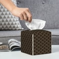 thumbnail image 5 of Goofa Brown Moroccan Trellis Tissue Box Cover PVC Leather Tissue Holder Square Facial Tissue Case Facial Paper Organizer Dispenser for Bathroom, Vanity Countertop, 5 of 8