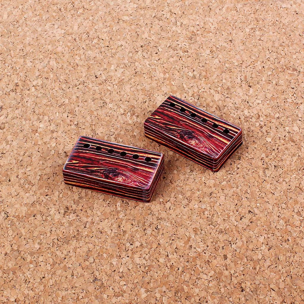 Yihuala 2Pcs/Set Colorful Red Wood Print Neck Bridge Humbucker Pickup Cover 50/52mm Rod Spacing for LP Electric Guitar Parts Accessories