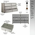 thumbnail image 5 of Kadyn Bedroom Dresser, Chest of Drawers,6-Drawer Dresser with Large Fabric Drawers for Bedroom, Living Room, Grey, 5 of 11