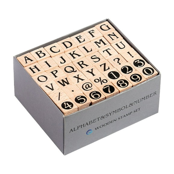 42Pcs Wood Craft Stamp Letter Number Stamp Wood Scrapbooking Decorative Stamp