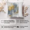 thumbnail image 2 of Ethan Taylor Abstract Throw Pillow Soft Cushion Cover 'Lucid Shift Paint Brush Strokes Modern' Transitional Pattern Decorative Square Accent Pillow Case, 16x16 Inches, Gold, Gray, 2 of 5