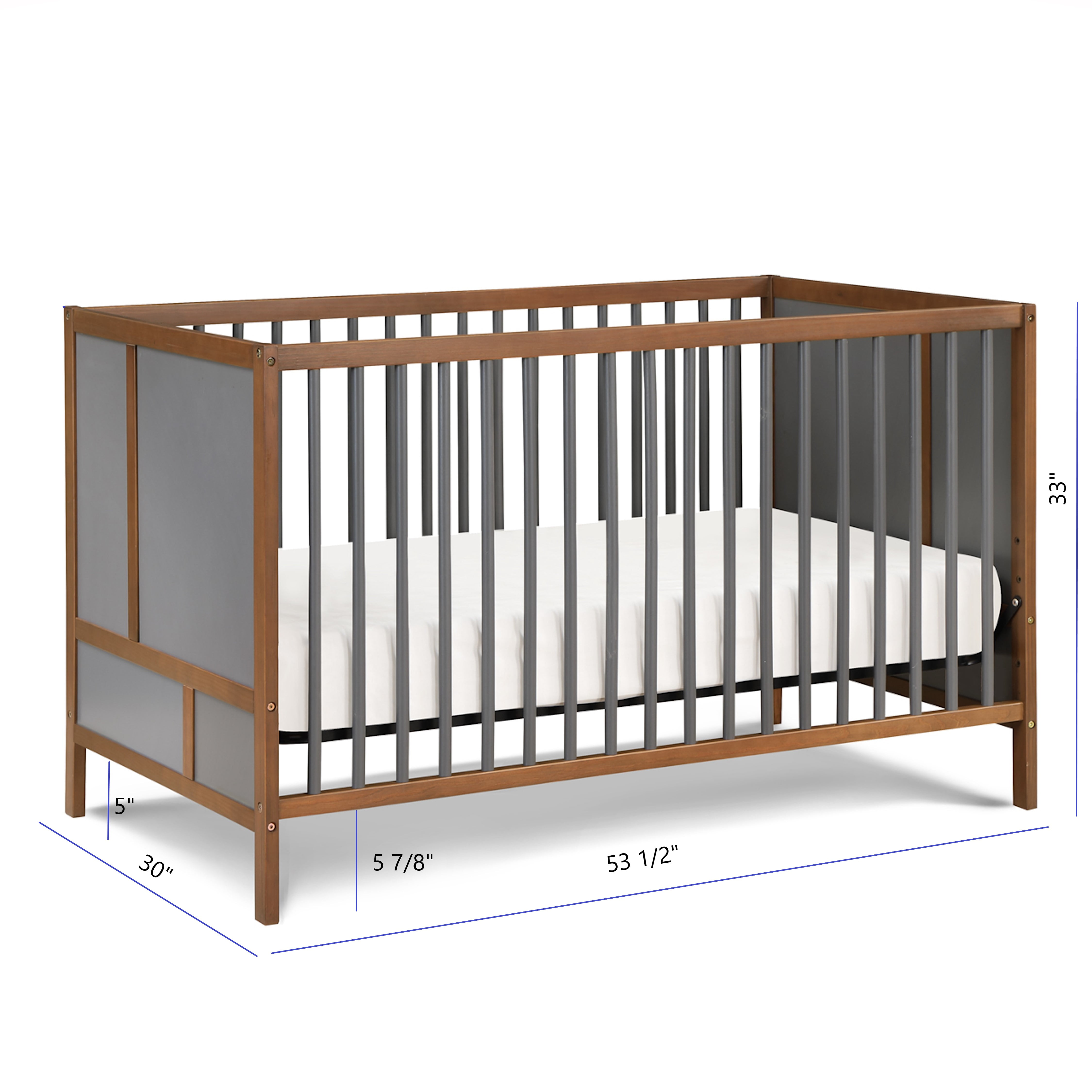 Suite Bebe Pixie  3-in-1 Crib in Walnut/Charcoal