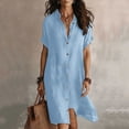 thumbnail image 2 of Noric Women's Collared Short Sleeve Midi Shirt Dresses Button Front Loose Fit Casual Solid Cover Up Dresses for Beach Vacation Daily, 2 of 6