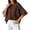 Brown, variant on Women Summer Solid Color Round Neck Short Sleeve Cape Top Loose Fit Casual Pullover Blouse
