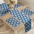 thumbnail image 2 of Ambesonne Aqua Damask Table Runner & Placemats, Funky Look Ogee Art, Placemat 4 pcs + Runner 14"x90", Dark Ceil Blue Seafoam, 2 of 2